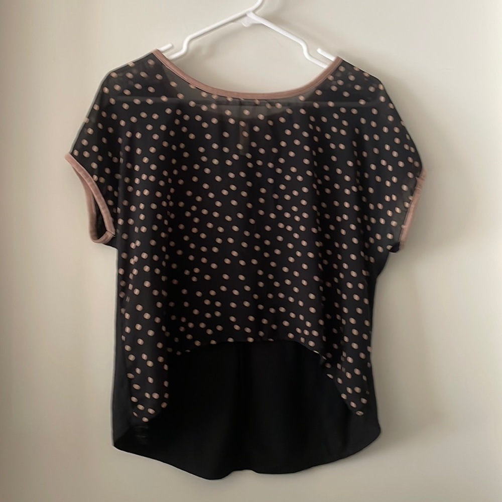 Xhilaration Mixed Media Polka Dot Top